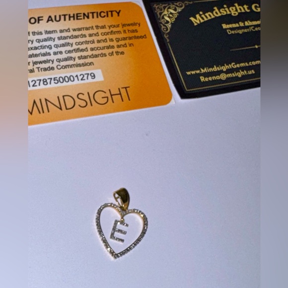 10k Real Diamond Heart “E” Initial Pendant – Solid 10K Gold, FREE APPRAISAL INCL - Picture 4 of 7
